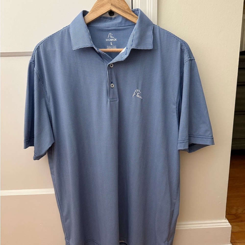 Rhoback Blue & White Houndstooth Polo – Premium Performance & Style